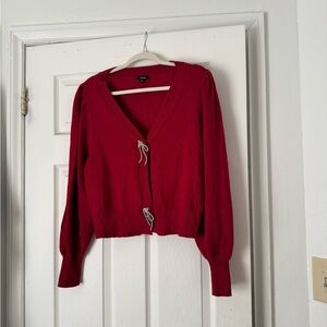 Express Deep Red V-Neck Cardigan